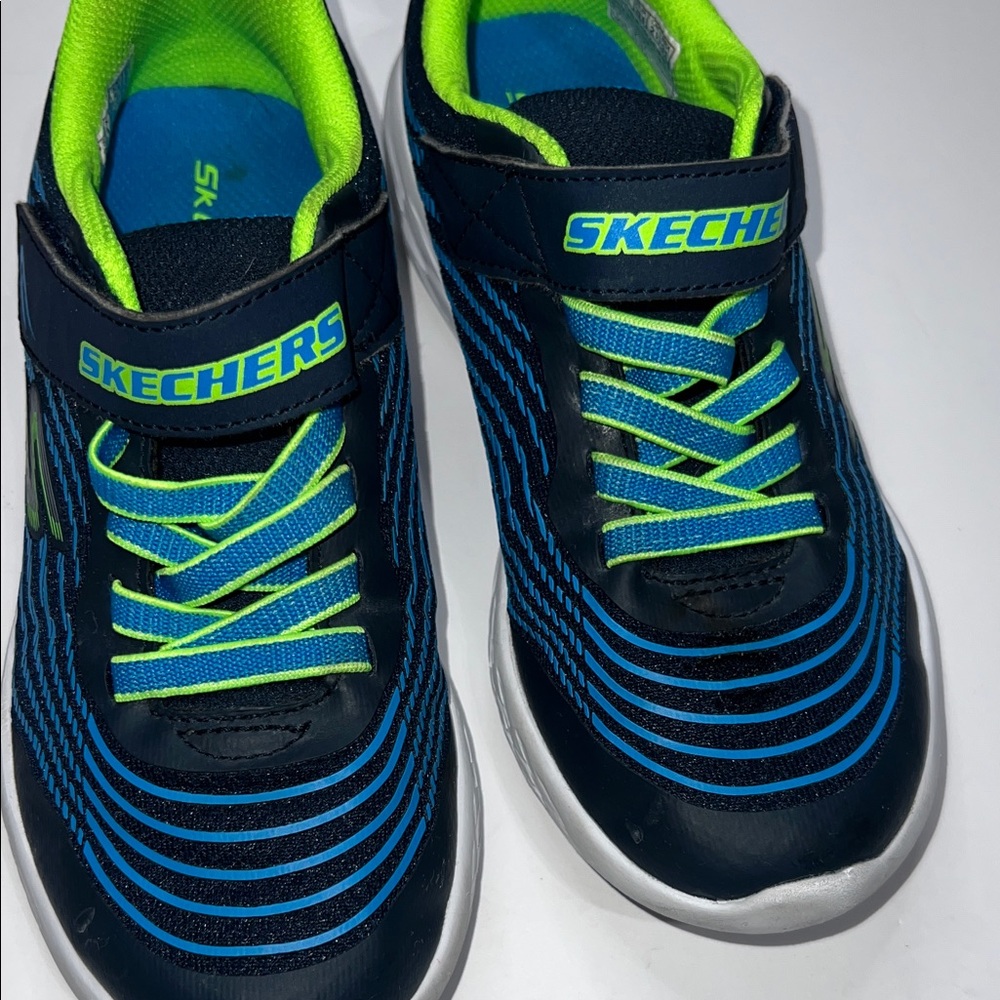 Skechers Blue and Neon Green Kids' size 2